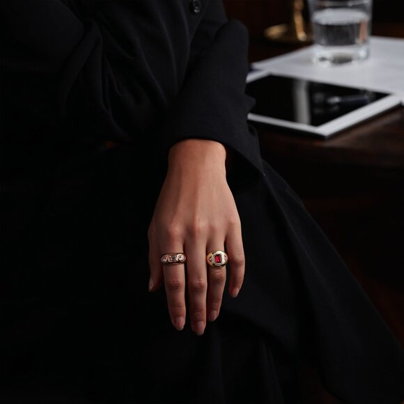 Tri-Stone Morganite 14K (or 18k upon request) Rose Gold Statement Ring - Picture 6 of 6